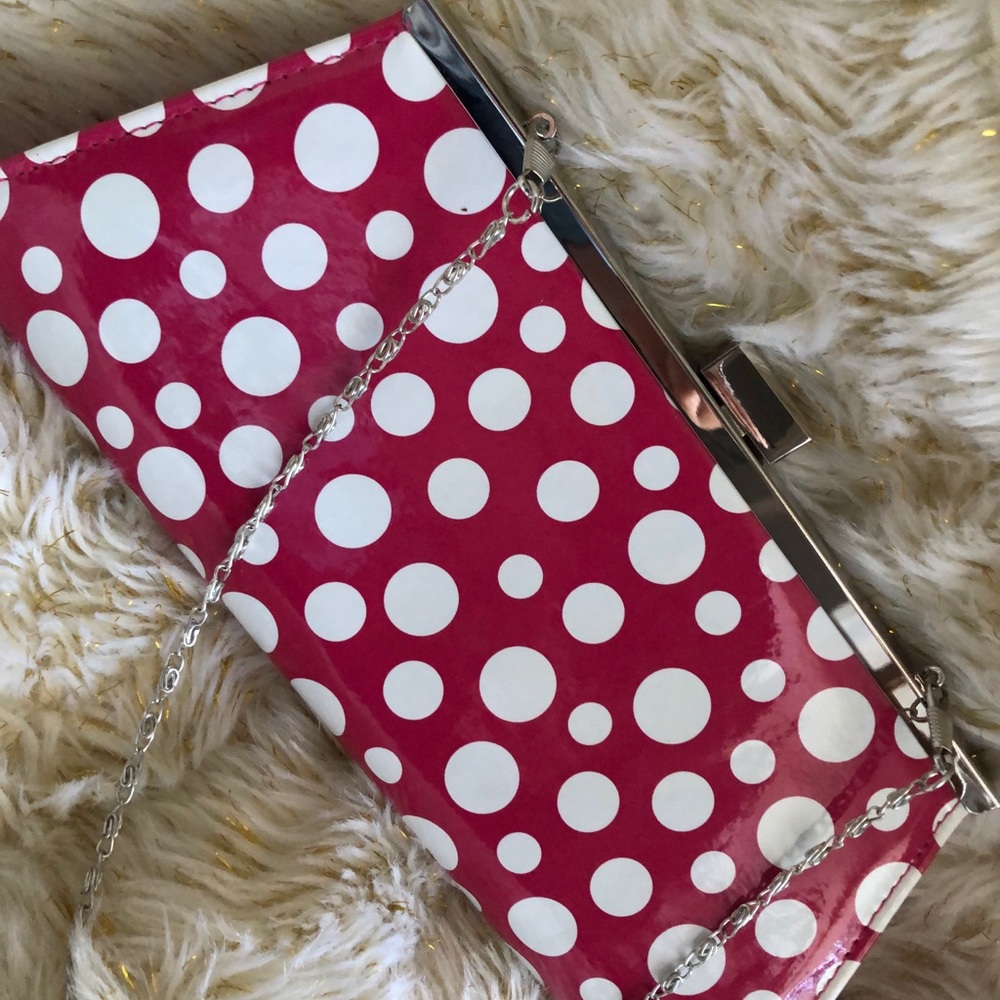 Neiman Marcus Pink Polka Dot Retro Clutch Bag
